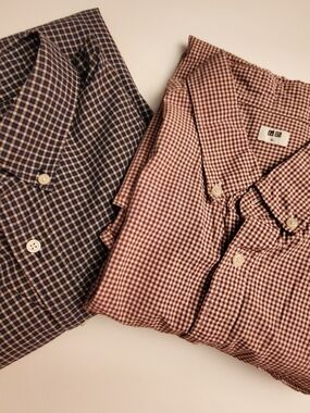 UNIQLO Men's Gingham Button-Down Shirts Bundle XL - Navy & Red